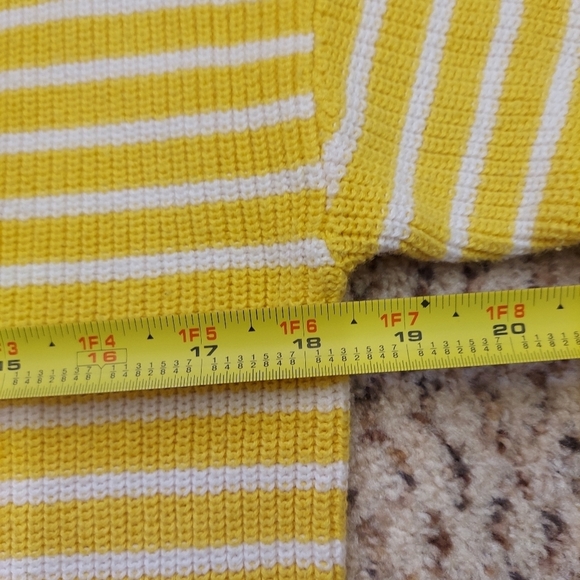 Womens Gap Size S Vneck Sweater Striped Yellow Cotton Knit Top Nautical  Bright - Picture 6 of 9